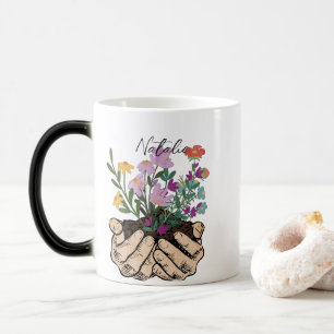 Mug Magique Monogramme art moderne encre esquisse mains floral
