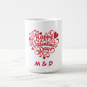 Mug Magique Monogramme personnalisé Heureuse Sainte-Valentin