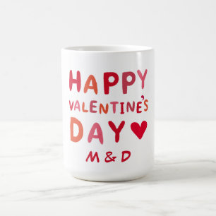 Mug Magique Monogramme personnalisé Heureuse Sainte-Valentin