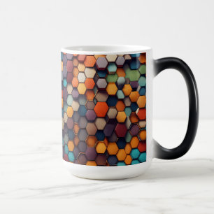 Mug Magique Motif Abstrait Hexagonal Prism - Morphage couleur