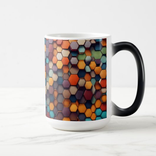 Mug Magique Motif Abstrait Hexagonal Prism - Morphage couleur (Droite)
