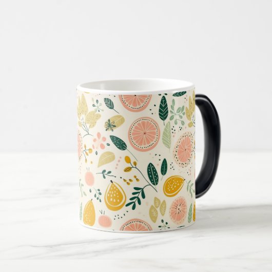 Mug Magique Motif d'agrumes orange vibre (Devant droit)