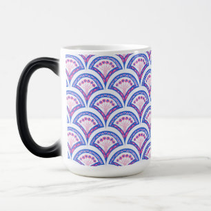 Mug Magique motif damassé floral bleu