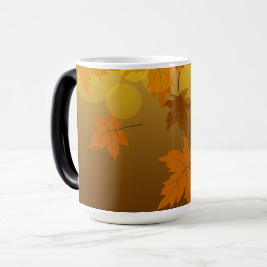 Mug Magique Motif d'automne avec feuilles d'érable en chute et (Devant gauche)