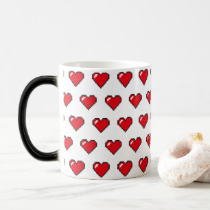 Mug Magique Motif de cœur en pixel 8 bits rouge