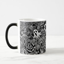 Motif de doodle Halloween complexe avec Symbo fonc