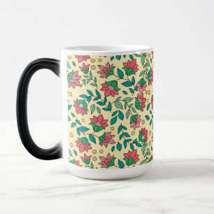 Mug Magique Motif de fleurs et de feuilles pressées dessinées