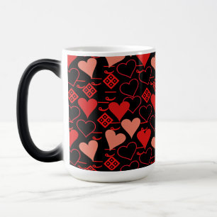 Mug Magique Motif de la Saint Valentin rose, rouge et noir