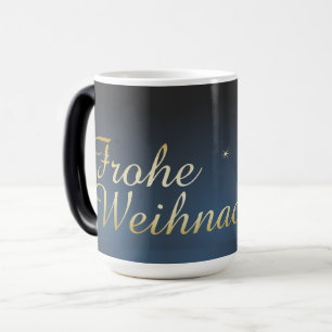 Mug Magique Motif de Noël bleu avec un sapin de Noël doré
