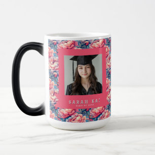 Mug Magique Motif de pivoines mignonnes Cadeau de fin d'études