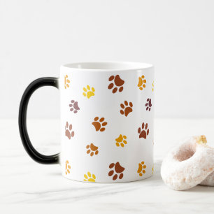 Mug Magique Motif Empreintes de Patte Jaune Orange Marron