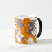 Mug Magique Motif en diagonale du chat noir blanc gingembre (Devant droit)