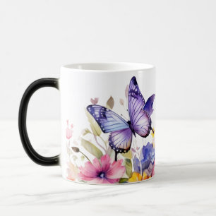 Mug Magique Motif fleur papillon