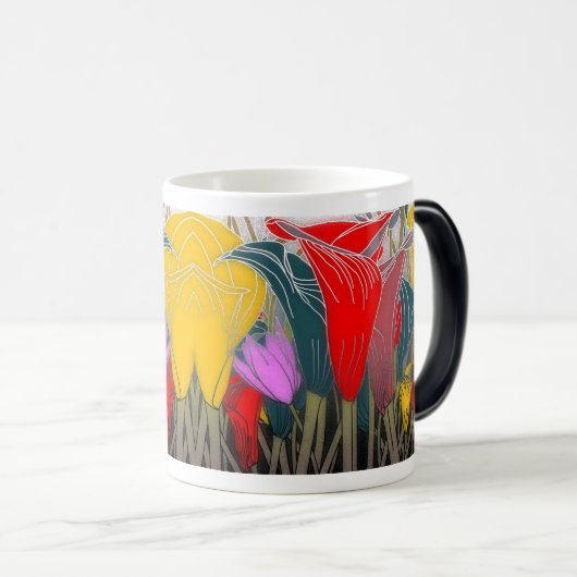 Mug Magique Motif floral coloré (Devant droit)