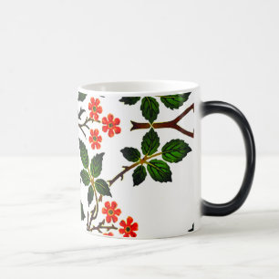 Mug Magique Motif floral du 19e siècle, feuillage vert rose