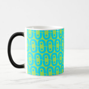 Mug Magique Motif géométrique turquoise et vert lime