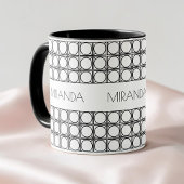 Mug Magique Motif Rotin Noir et Blanc Moderne Personnalisé