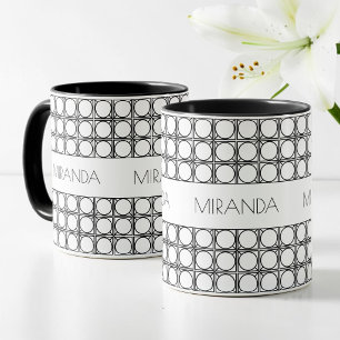 Mug Magique Motif Rotin Noir et Blanc Moderne Personnalisé