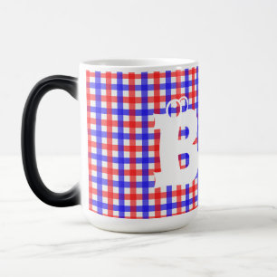 Mug Magique Motif rouge bleu En vichy
