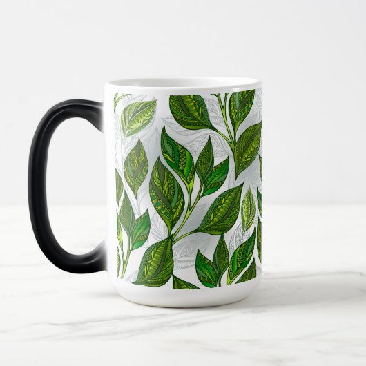 Mug Magique Motif sans couture avec Feuilles de thé vert (Gauche)
