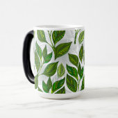 Mug Magique Motif sans couture avec Feuilles de thé vert (Devant gauche)