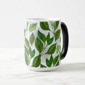 Mug Magique Motif sans couture avec Feuilles de thé vert (Devant droit)