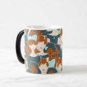 Mug Magique Motif sans couture avec filles noires et blanches (Devant gauche)