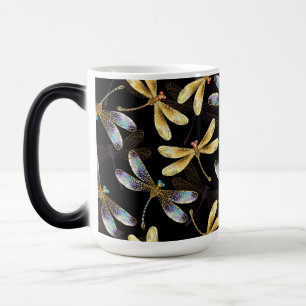 Mug Magique Motif sans couture avec libellules d'or