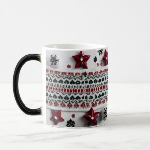 Mug Magique Motif tricot nordique rouge et vert classique