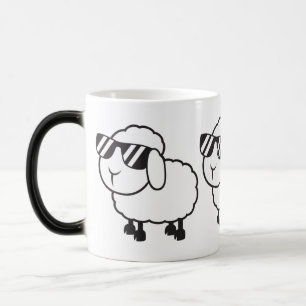 Mug Magique Moutons blancs dans la bande dessinée de lunettes