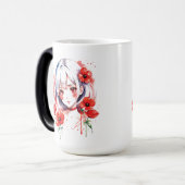 Mug Magique Musique à fleurs rouges (Devant gauche)