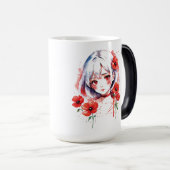 Mug Magique Musique à fleurs rouges (Devant droit)