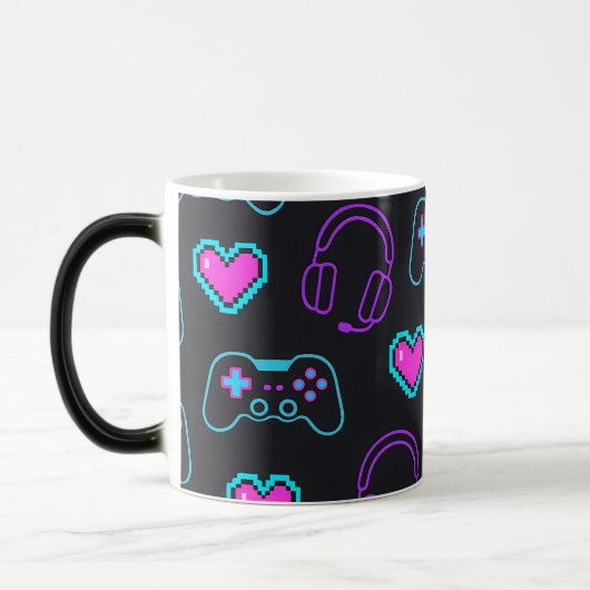 Mug Magique Neon Gamer Controller and Hearts Pattern (Gauche)
