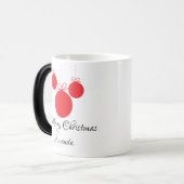 Mug Magique Noël des ornements rouges (Devant gauche)