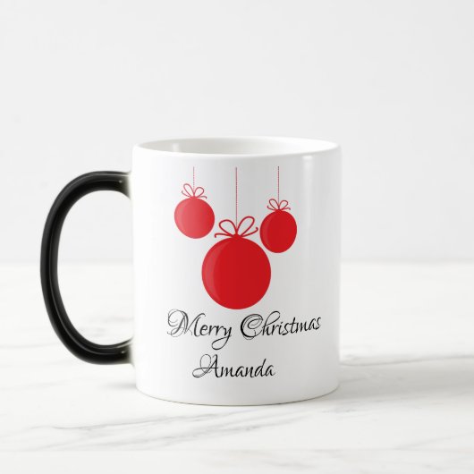 Mug Magique Noël des ornements rouges (Gauche)