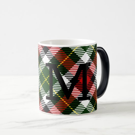 Mug Magique Noël Plaid Monogramme Fête initiale (Devant droit)