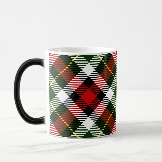 Mug Magique Noël Plaid Monogramme Fête initiale (Gauche)