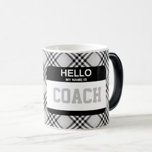 Mug Magique Nom de l'entraîneur sportif Étiquette Équipe Gris 