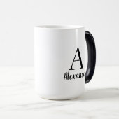 Mug Magique Nom du monogramme noir moderne personnalisé (Devant droit)
