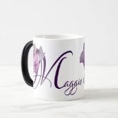 Mug Magique Nom personnalisable Maggie mauve pansy boho floral (Devant gauche)