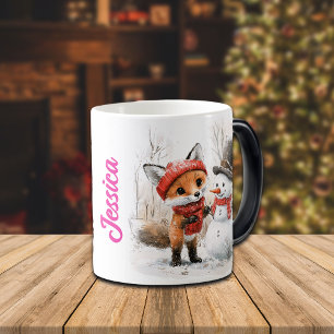 Mug Magique Nom personnalisé Baby Fox et Snowman