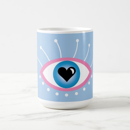 Mug Magique Oeil mal grec avec cils rose bleu (Centre)