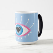 Mug Magique Oeil mal grec avec cils rose bleu (Devant droit)