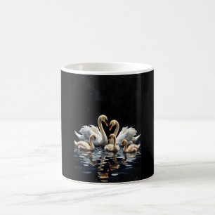 Mug Magique Œuvre d'art de la famille de cygnes sur le lac noi