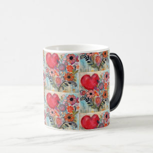 Mug Magique OEuvre de Doodle Coeur et Fleur Whimsical