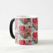 Mug Magique OEuvre de Doodle Coeur et Fleur Whimsical (Devant gauche)