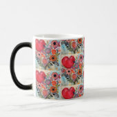 Mug Magique OEuvre de Doodle Coeur et Fleur Whimsical (Gauche)