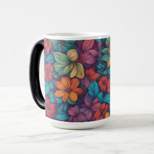 Mug Magique Orange bleu violet Abstrait Floral -