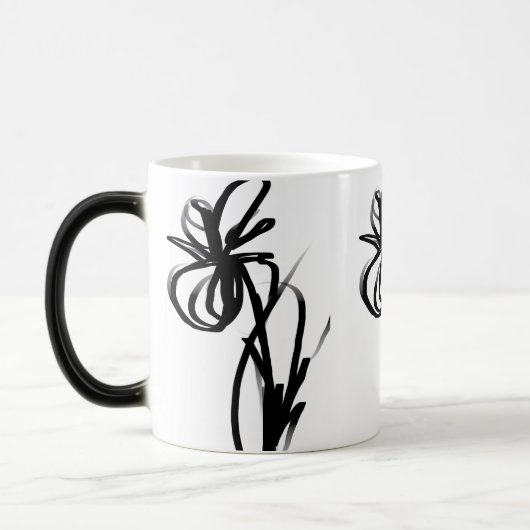 Mug Magique Orchidée Blanc : Abstrait blanc et noir (Gauche)