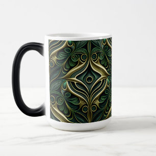 MUG MAGIQUE ORNATE DARK GREEN & GOLD ART DECO MOTIF
